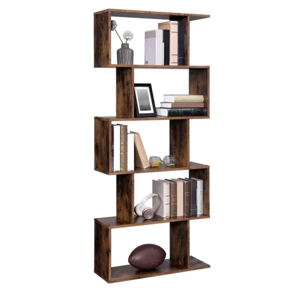 New Geometric Bookcase – Modern 5-Shelf Wooden Book Rack for Home & Office - Image 5