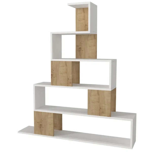 Evangelita Geometric Bookcase – Modern 5-Shelf Book Rack for Home & Office Storage - Image 5