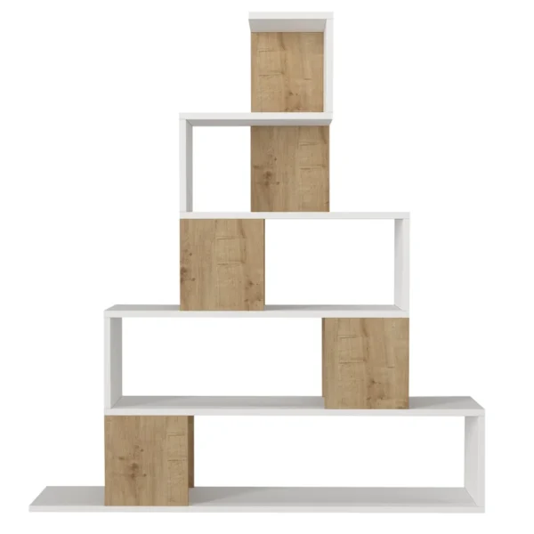 Evangelita Geometric Bookcase – Modern 5-Shelf Book Rack for Home & Office Storage - Image 6