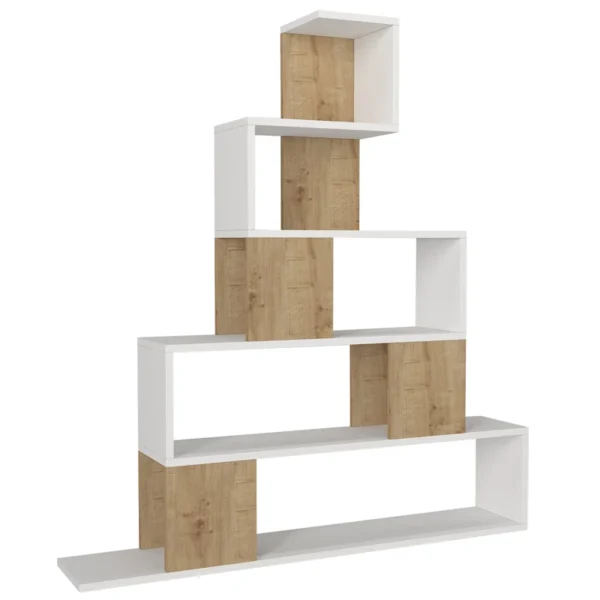 Evangelita Geometric Bookcase – Modern 5-Shelf Book Rack for Home & Office Storage - Image 7