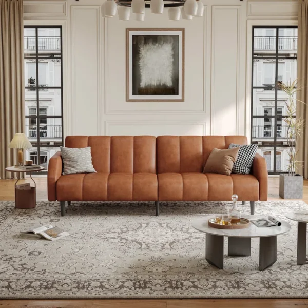 Buy Fabry 77.56" Faux Leather Convertible Sofa – Modern, Comfortable & Space-Saving - Image 5