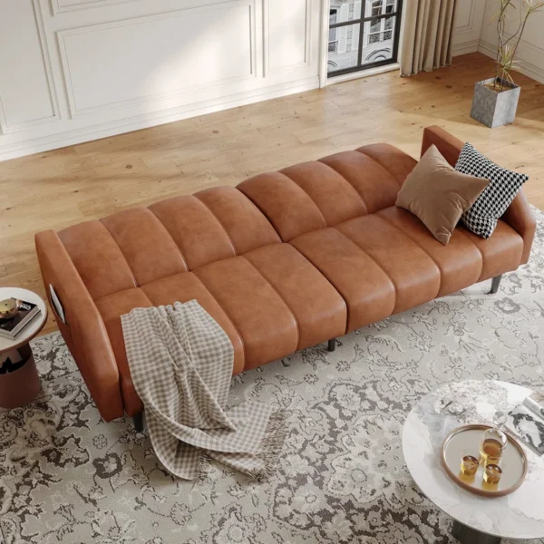 Buy Fabry 77.56" Faux Leather Convertible Sofa – Modern, Comfortable & Space-Saving - Image 6