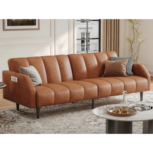 Buy Fabry 77.56" Faux Leather Convertible Sofa – Modern, Comfortable & Space-Saving - Image 7