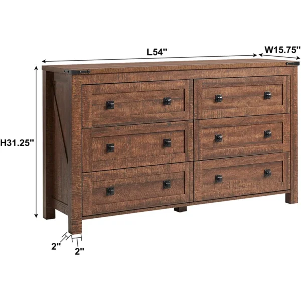 ARMHOUSE AESTHETIC: Crafted from Farmhouse-Style Wood 6 Drawer - Vintage & Rustic Storage - Image 3
