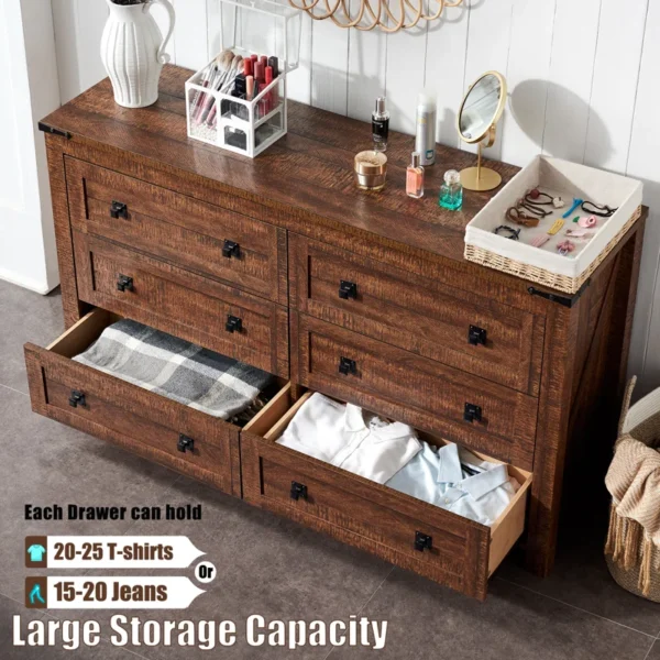 ARMHOUSE AESTHETIC: Crafted from Farmhouse-Style Wood 6 Drawer - Vintage & Rustic Storage - Image 4