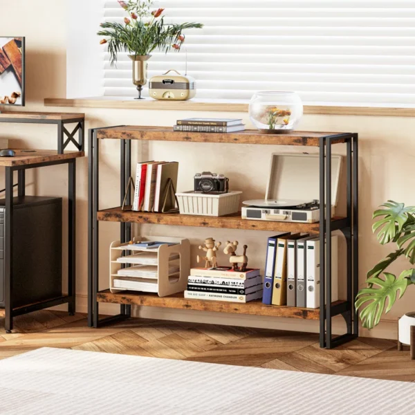 Industrial Steel Frame Storage Shelf – Sturdy Bookshelf with Open Shelves, Anti-Tip Features & Easy Assembly - Image 7