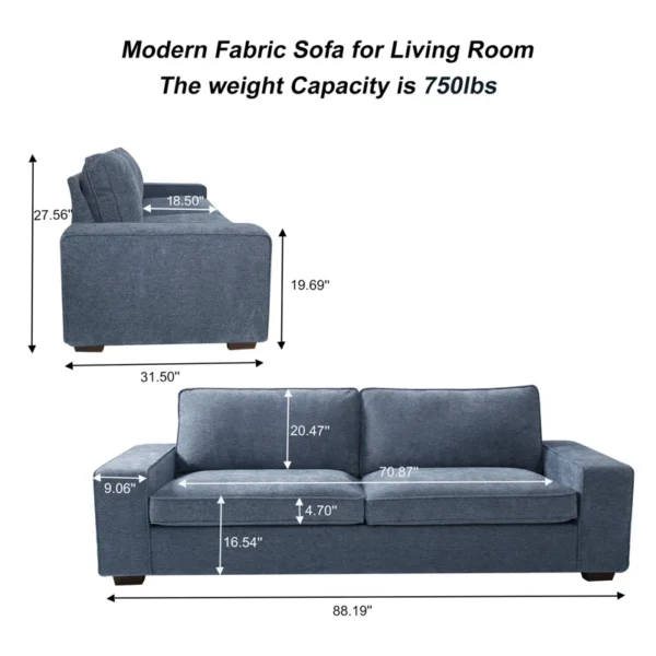 Sofa Square Arm Upholstered Sofa – Stylish and Comfortable Living Room Furniture - Image 3