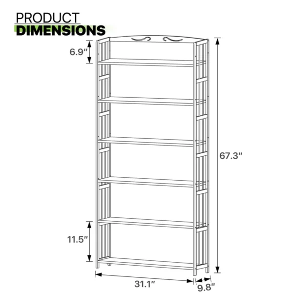 Kambrina Bamboo Bookcase – Eco-Friendly 5-Shelf Storage Bookshelf for Home & Office - Image 3