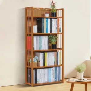 Kambrina Bamboo Bookcase – Eco-Friendly 5-Shelf Storage Bookshelf for Home & Office