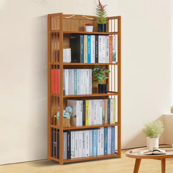 Kambrina Bamboo Bookcase – Eco-Friendly 5-Shelf Storage Bookshelf for Home & Office