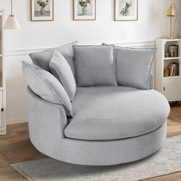 LENO Round Upholstered Oversized Accent Chair | Comfortable & Stylish Chair for Living Room or Bedroom - Image 4