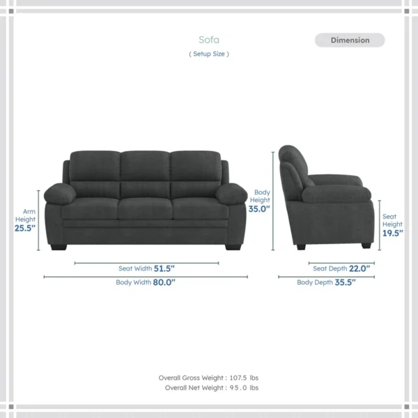 Mellitz 80'' Pillow Top Arm Fabric Upholstered Sofa - Image 4