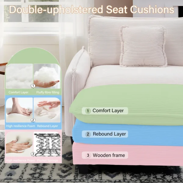 Buy Modern Oversized Chair with Ottoman – Comfy Corduroy Accent Chair for Living Room & Bedroom - Image 4