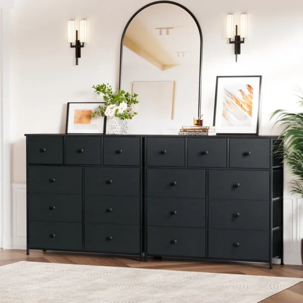 9 Dresser, Chest of Drawers with Wide 39'' – Easy-Pull Fabric & Wood Dressers with Top for Bedroom and Home Storage - Image 7