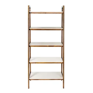 Parker Solid Wood Ladder Bookcase – Stylish 5-Shelf Wooden Book Rack for Home & Office Storage