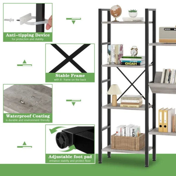 Etagere Bookcase – Large Shelf Wooden Book Rack - Image 5