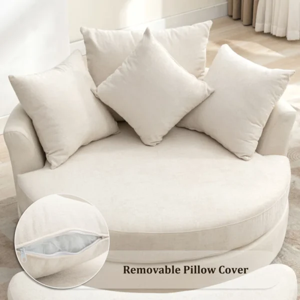 Rayella Upholstered Swivel Barrel Chair with Ottoman | Comfortable Accent Chair for Living Room - Image 7