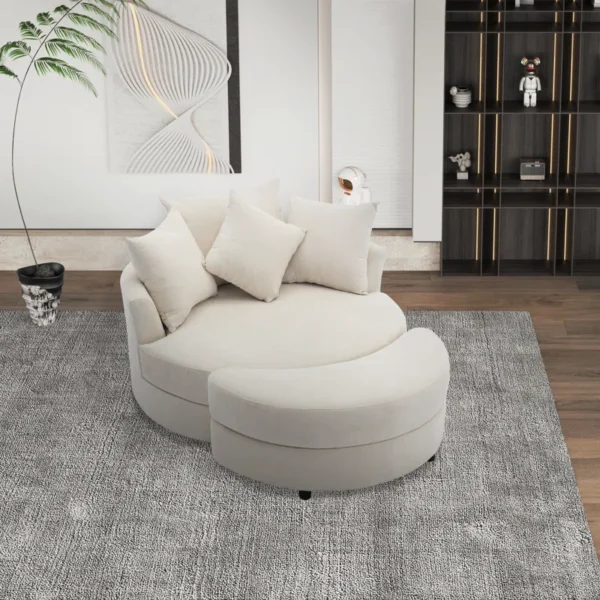 Rayella Upholstered Swivel Barrel Chair with Ottoman | Comfortable Accent Chair for Living Room
