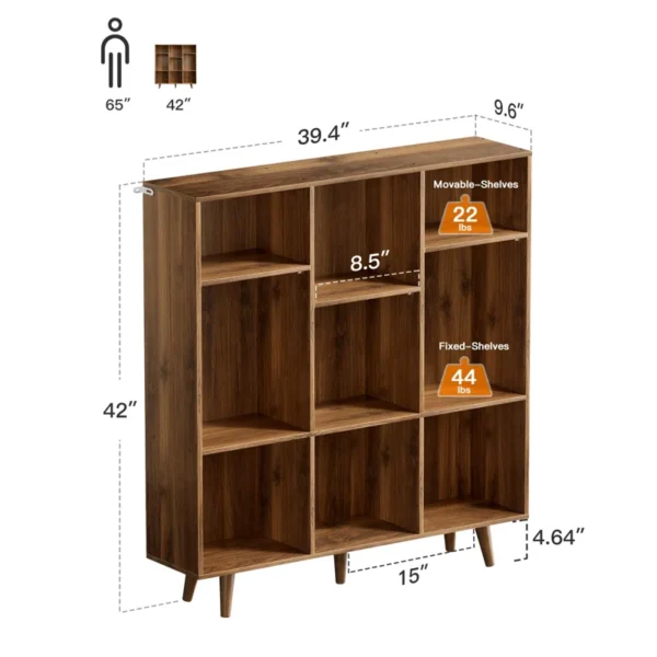 Samier 42.45" H x 39.4" W Wood Cube Bookcase – Vertical Book Rack & Library Shelves for Home & Office - Image 2