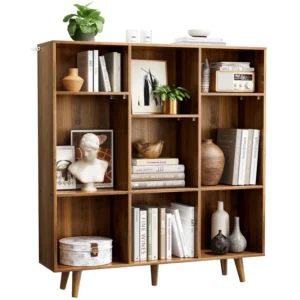 Samier 42.45" H x 39.4" W Wood Cube Bookcase – Vertical Book Rack & Library Shelves for Home & Office