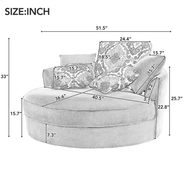 Upholstered Swivel Barrel Chair | Comfortable & Stylish Accent Chair for Living Room or Bedroom - Image 5