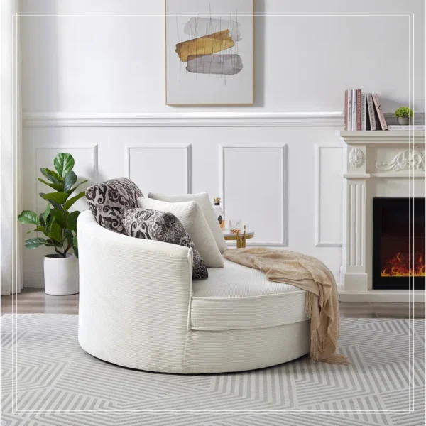 Swivel Accent Barrel Chair with 5 Pillows | 360-Degree Round Sofa Chair for Comfortable Seating - Image 3