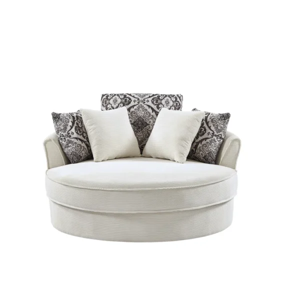 Swivel Accent Barrel Chair with 5 Pillows | 360 Degree Round Sofa Chair for Living Room Comfort