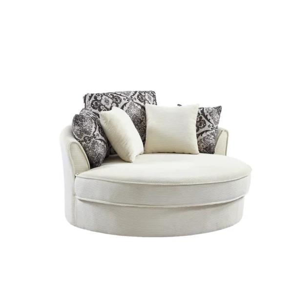 Swivel Accent Barrel Chair with 5 Pillows | 360-Degree Round Sofa Chair for Comfortable Seating