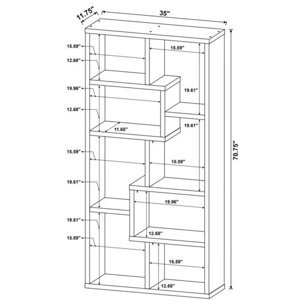 Tello 7-Shelf Geometric Bookcase – Modern Wooden Book Rack - Image 4