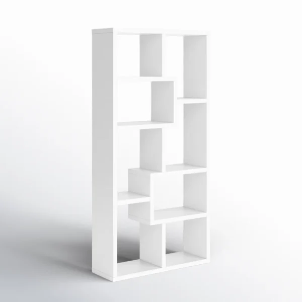 Tello 7-Shelf Geometric Bookcase – Modern Wooden Book Rack - Image 5