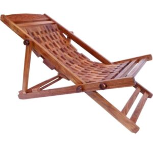 Sheesham Wood Light Weight Portable Relaxing Wooden Chair | Walnut Brown Easy Chair