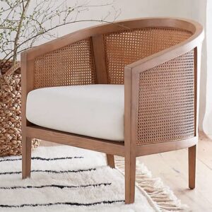 Traditional Ankaraz Lounge Chair Arm Chair With Natural Woven Rattan Caning Single Sofa Chair