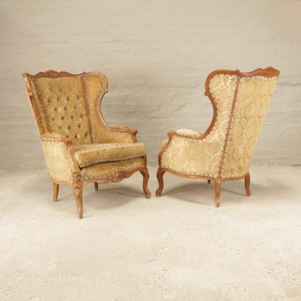 French style high back carved Armchairs