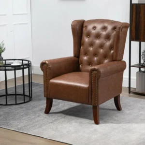 Vegan Leather Wingback Chair