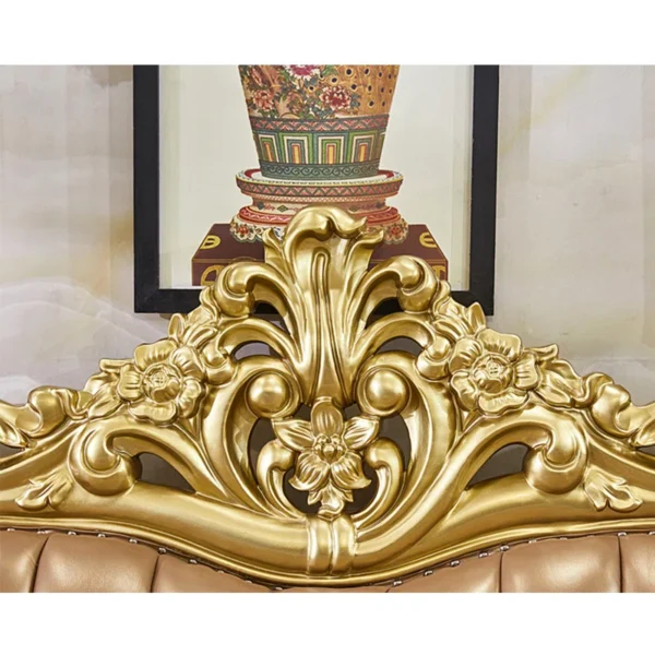 American Solid Wood Carved Luxury Sofa | Premium Leather Sofa for Elegant Living Rooms - Image 7