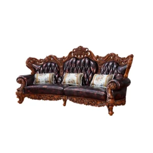 American Solid Wood Carved Sofa 114.2'' | Luxury Upholstered Sofa for Elegant Living Rooms