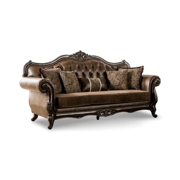 Upholstered Sofa with Carving – Elegant Carved Wood Sofa for Living Room & Home Decor - Image 2
