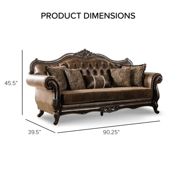 Upholstered Sofa with Carving – Elegant Carved Wood Sofa for Living Room & Home Decor - Image 4