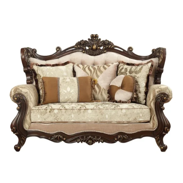 Carved Sofa – Carved Upholstered Loveseat for Living Room & Home Decor - Image 2