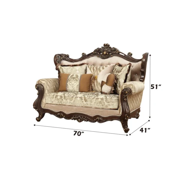 Carved Sofa – Carved Upholstered Loveseat for Living Room & Home Decor - Image 3