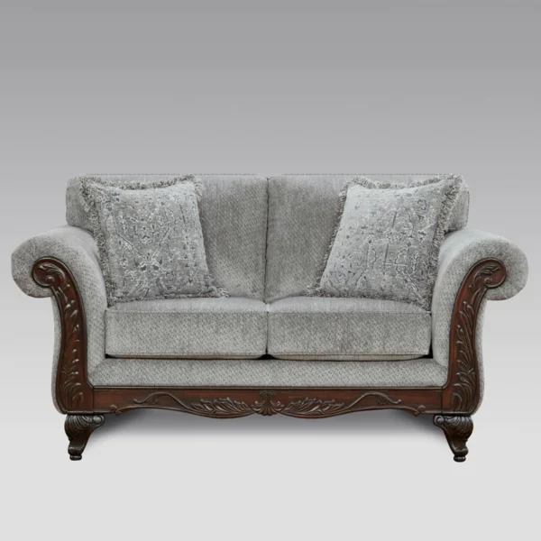 Carved Wood Frame Loveseat 1 Seater – Elegant Upholstered Seat for Living Room & Home Decor