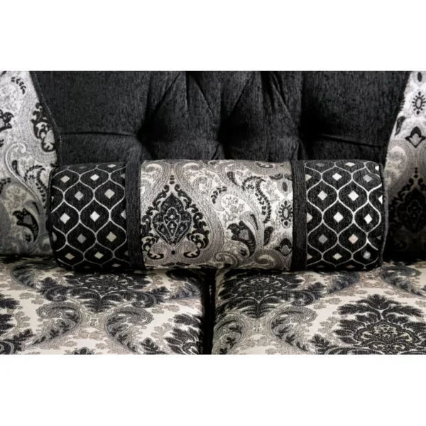 Carving Sofa Set in Black – Upholstered 3-Seater Loveseat for Living Room - Image 4