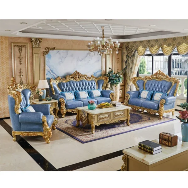 Living Room Carved Sofa | Luxury Leather Sofa for Elegant Spaces - Image 2