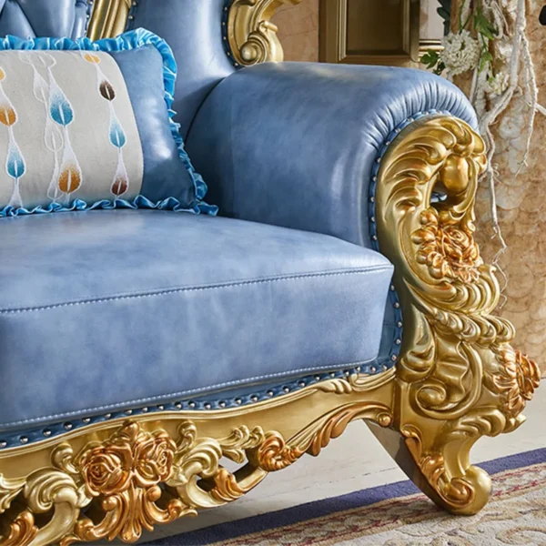 Living Room Carved Sofa | Luxury Leather Sofa for Elegant Spaces - Image 3