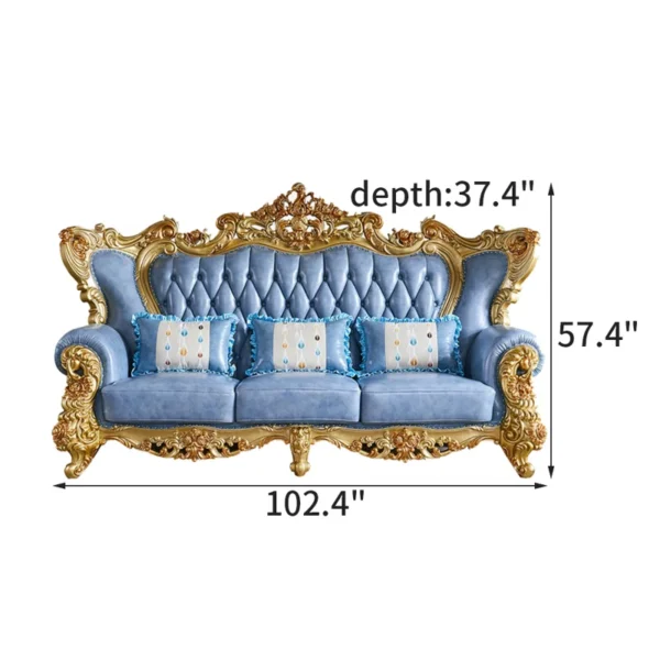 Living Room Carved Sofa | Luxury Leather Sofa for Elegant Spaces - Image 4