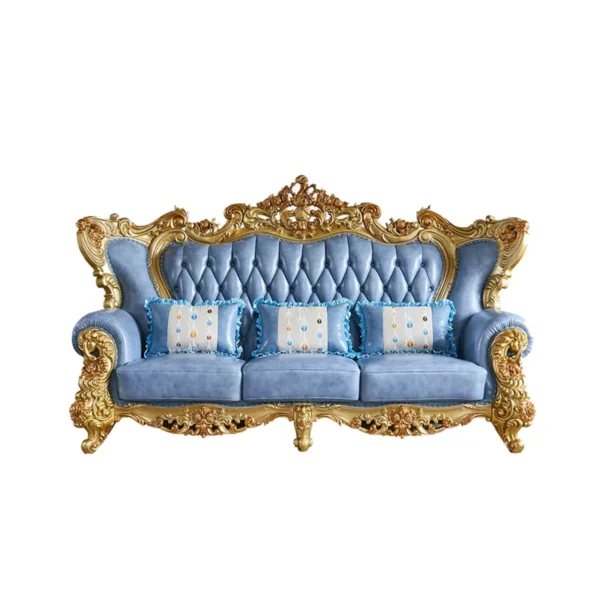 Living Room Carved Sofa | Luxury Leather Sofa for Elegant Spaces