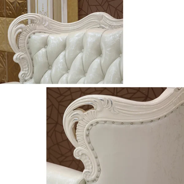European-Style Living Room Carved Sofa | Luxury Leather Loveseat for Elegant Homes - Image 7