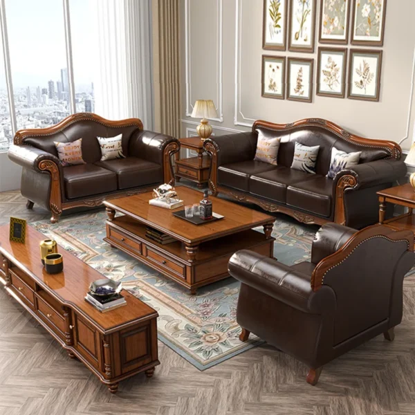 3 Seater Sofa | European-Style Living Room Carved Sofa for Luxury & Comfort - Image 6