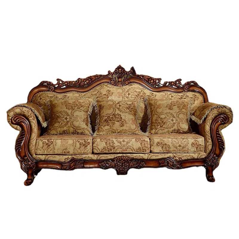 European-Style Living Room Carved Sofa - Elegant Upholstered Sofa for Luxury Home Decor - Image 2