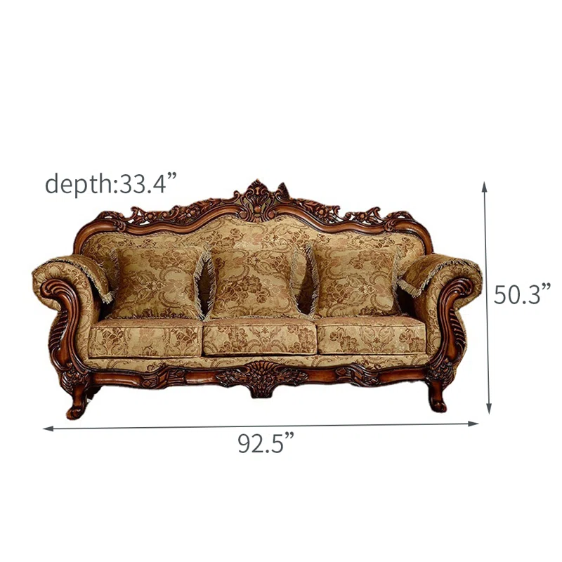 European-Style Living Room Carved Sofa - Elegant Upholstered Sofa for Luxury Home Decor - Image 3